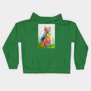 Quirky Colourful Cat Kids Hoodie